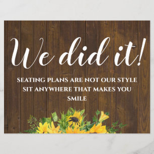 Rustic Wedding Seating Sign Small Wood Budget