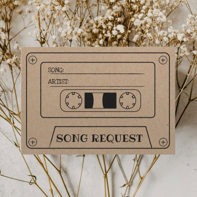 Rustic Wedding Song Request Cassette Kraft RSVP (Creator Uploaded)