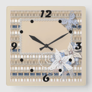 Rustic  , wedding square wall clock