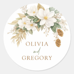 Rustic Wedding Sticker Magnolia Floral Fall Ivory