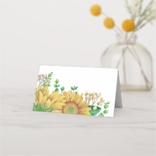 Rustic wedding. Sunflower seating card. Country Place Card