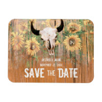 Rustic Wedding Sunflowers Bull Skull Save The Date