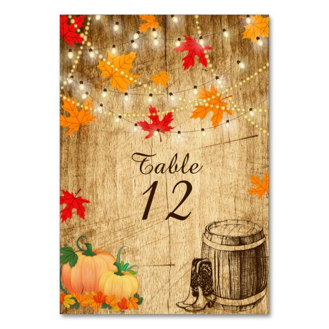 Rustic wedding table card for Country Wedding (Back)