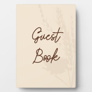 Rustic Wedding Table Card Guest Book  Wheat Detail Plaque