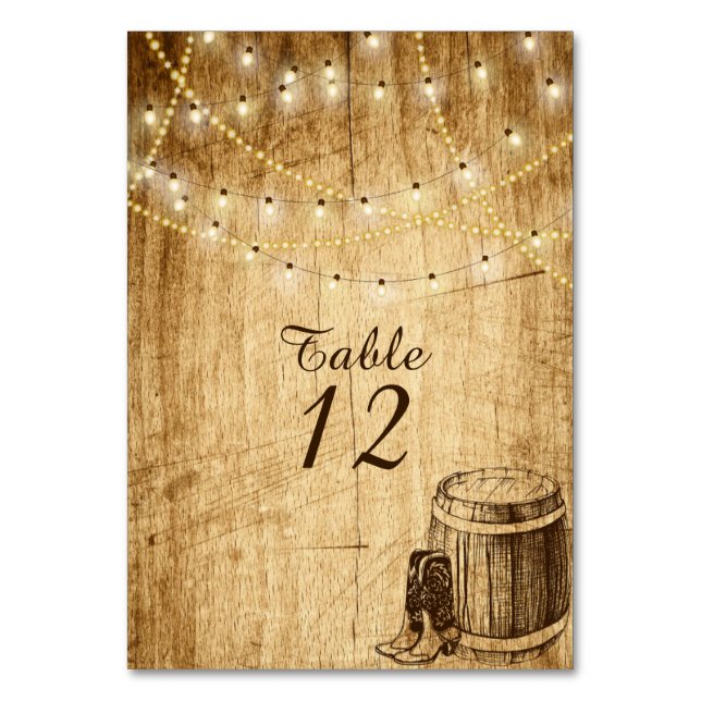 Rustic wedding table number for a Country Wedding (Back)