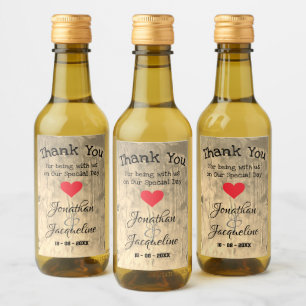 Rustic Wedding Thank You Custom Names Chic Mini  Wine Label