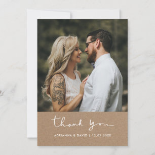 Rustic Wedding Thank You Kraft Paper Card