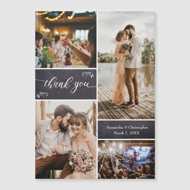 Rustic Wedding Thank you Photo Collage Vertical (Front)