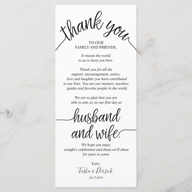 Rustic Wedding Thank you Place Setting Card (Front)