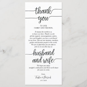 Rustic Wedding Thank you Place Setting Card