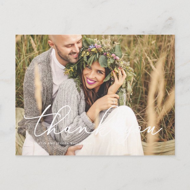 Rustic Wedding Thank You Post Card (Front)