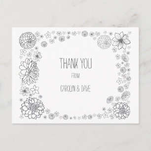Rustic Wedding thank you postcard, boho  flowers Postcard