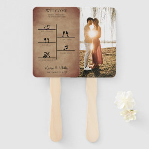 Rustic Wedding Timeline Photo Program  Hand Fan