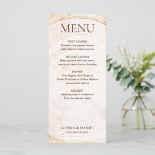 Rustic Wedding Tree rings Wood bark Grain Menu