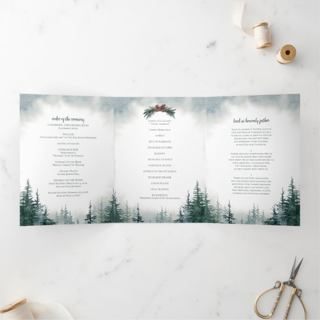 Rustic Wedding Trifold Letter Fold Program (Inside)