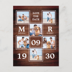 Rustic Wedding Unique Photo Collage   Announcement Postcard