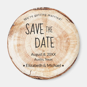 Rustic Wedding Unique Save the date Printed Wood Magnet