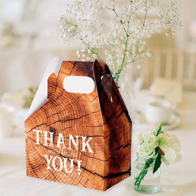 Rustic Wedding Vintage Wood Tree Slice Custom Favour Box (Creator Uploaded)