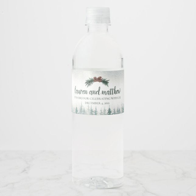 Rustic Wedding Water Bottle Beverage Label (Front)