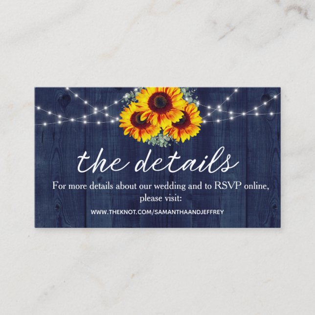 Rustic Wedding Website Blue Wood Online RSVP Enclosure Card (Front)