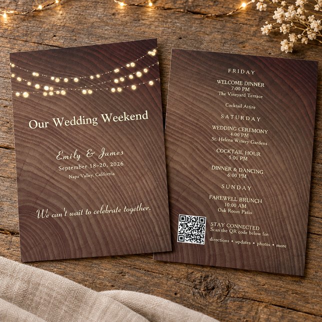 Rustic Wedding Weekend Itinerary Card (Creator Uploaded)