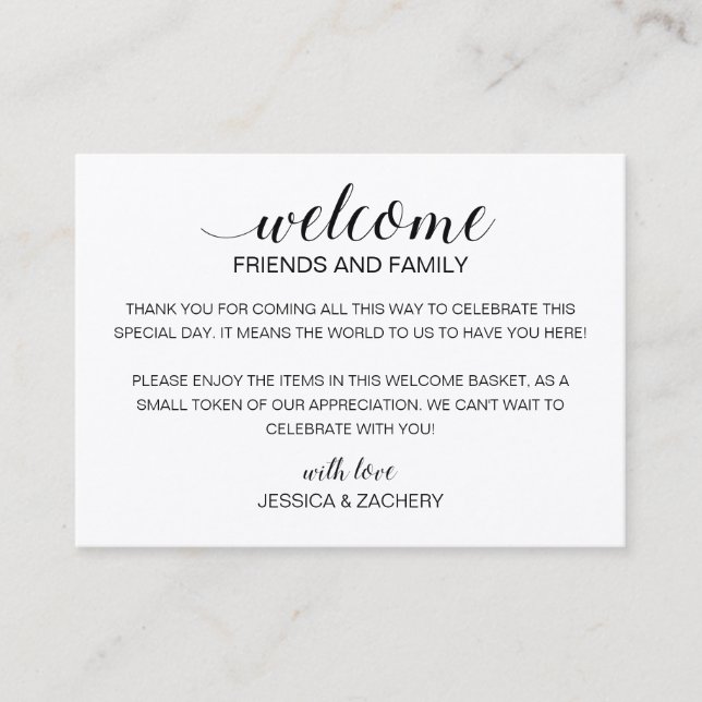 Rustic Wedding Welcome Guests Gift Bag Basket Place Card (Front)