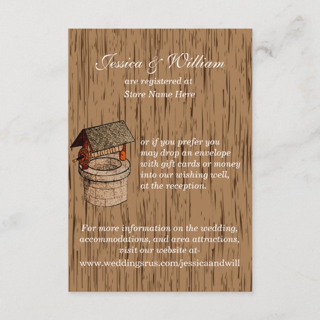Rustic Wedding Wishing Well Enclosure Card (Front)