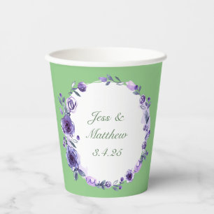 Rustic Wedding with Rustling Wreath Design Paper Cups
