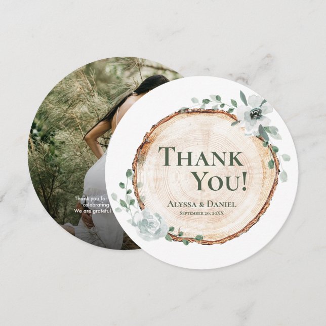 Rustic Wedding Wood botanicals Custom Photo Invitation (Front/Back)