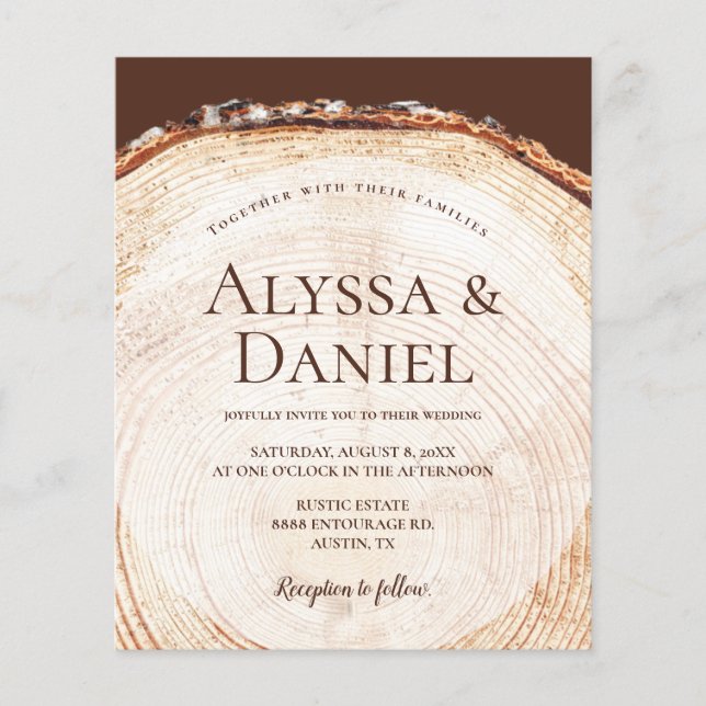Rustic Wedding Wood Cut Grain Custom Budget (Front)
