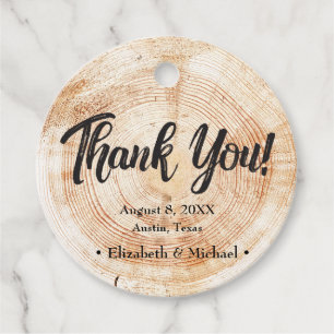 Rustic Wedding Wood Cut Thank You Favour Tags