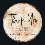 Rustic Wedding Wood Cut Thank you Script Magnet<br><div class="desc">This charming Rustic Wedding Wood Cut Script Thank You, Magnet Favour, is the perfect way to show your guests your appreciation. Each has a printed woodcut background with a beautiful script font, creating a truly unique item that your guests will cherish forever. The strong magnet backing ensures the favour will...</div>