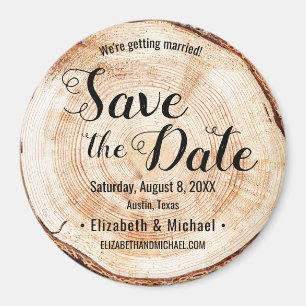 Rustic Wedding Wood Grain tree ring Custom  Magnet
