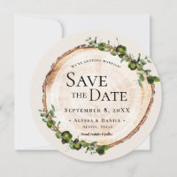 Rustic wedding Wood Green Foliage Custom QR code