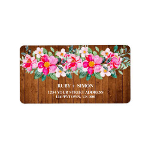 Rustic Wedding Wood Lace Lights Floral Address Label