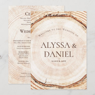 Rustic Wedding woodland Tree bark Custom Program Programme