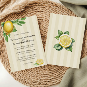Rustic Wedding Yellow Lemons Citrus Watercolor Invitation
