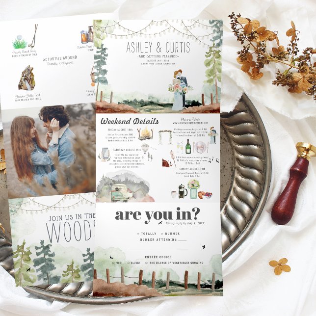 Rustic Weekend in the Woods | Forest Wedding Tri-Fold Invitation (Creator Uploaded)
