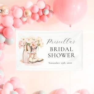 Rustic WELCOME Boots Bubbly Cowgirl BRIDAL SHOWER Banner
