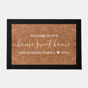 Rustic Welcome Family Name Home Sweet Home Coir Doormat