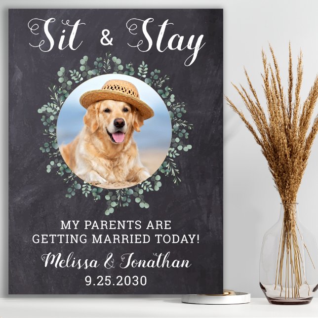 Rustic Welcome Personalized Dog Photo Pet Wedding Poster (Creator Uploaded)