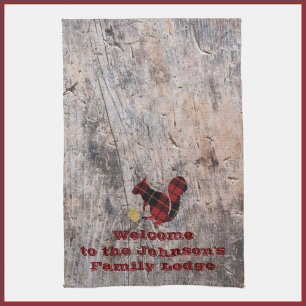 Rustic Welcome Plaid Squirrel Tea Towel