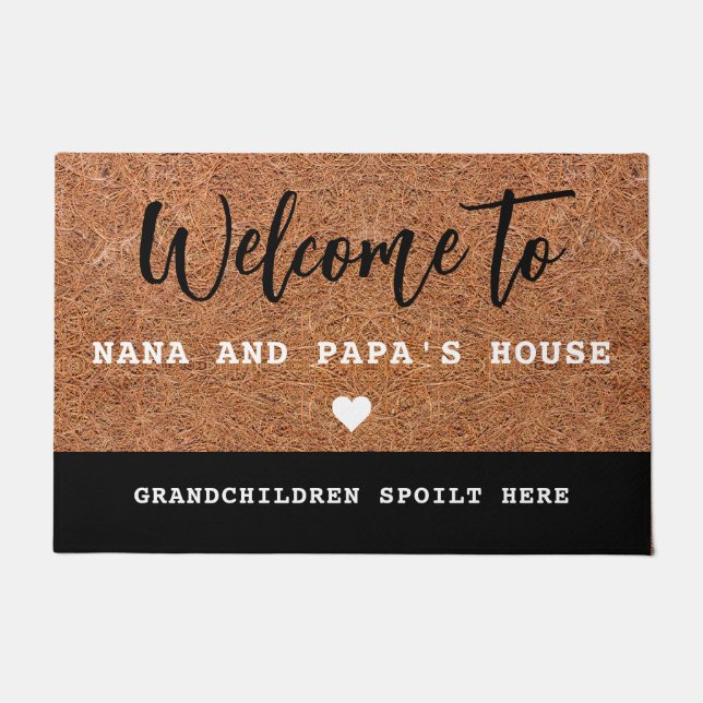 Rustic Welcome To Nana And Papa's House Coir  Doormat (Front)