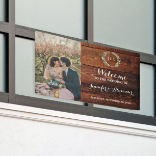 Rustic Welcome to our Wedding monogram photo Banner