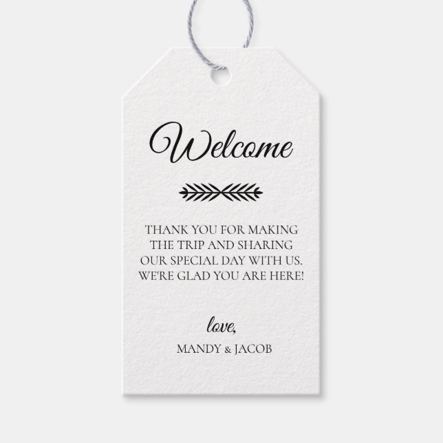 Rustic Welcome Wedding Gift Tags (Front)