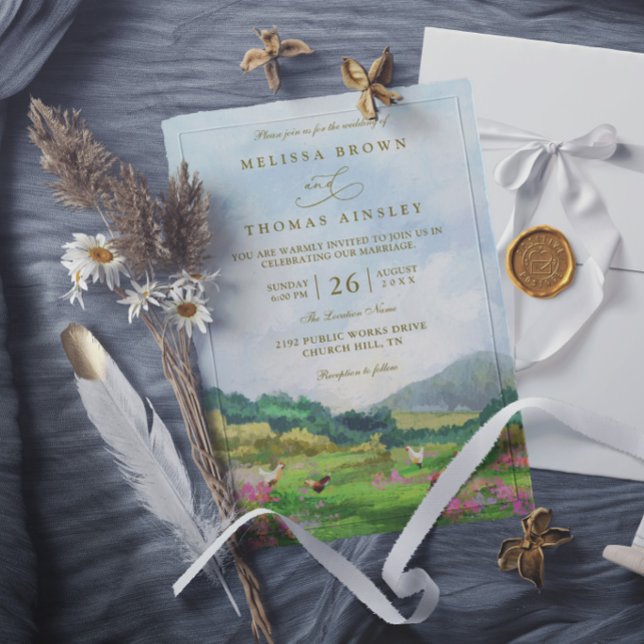 Rustic Western Barn Countryside Elegant Wedding Invitation (Creator Uploaded)