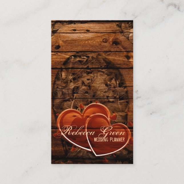 Rustic Western Barn Wood Horseshoe Business Card (Front)