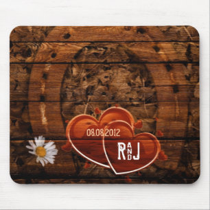 Rustic Western Barn Wood Horseshoe Wedding Mouse Pad