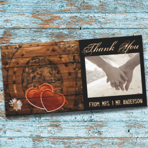 Rustic Western Barn Wood Horseshoe Wedding Thank You Card