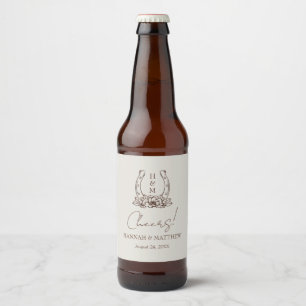 Rustic Western Boho Horseshoe Wedding Beer Bottle Label